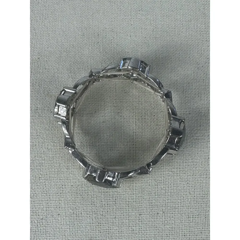 Silver Plated and Black Stretch Bracelet